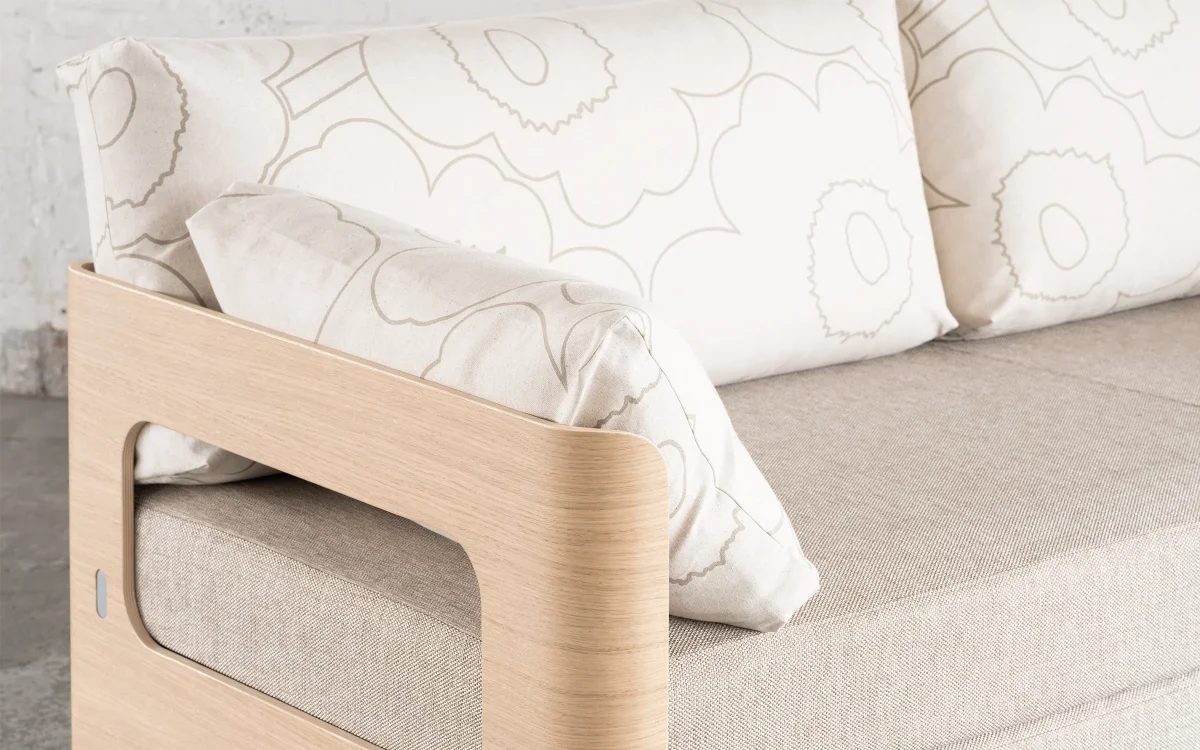 ON2 Wood -vuodesohva, tammi/Marimekko Piirto Unikko - Image 3